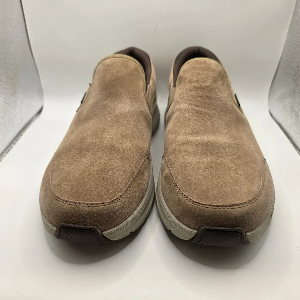 Skechers Arch Fit Banlin Brown Suede Slip On Sneakers Mens 11.5 Extra Wide 4E